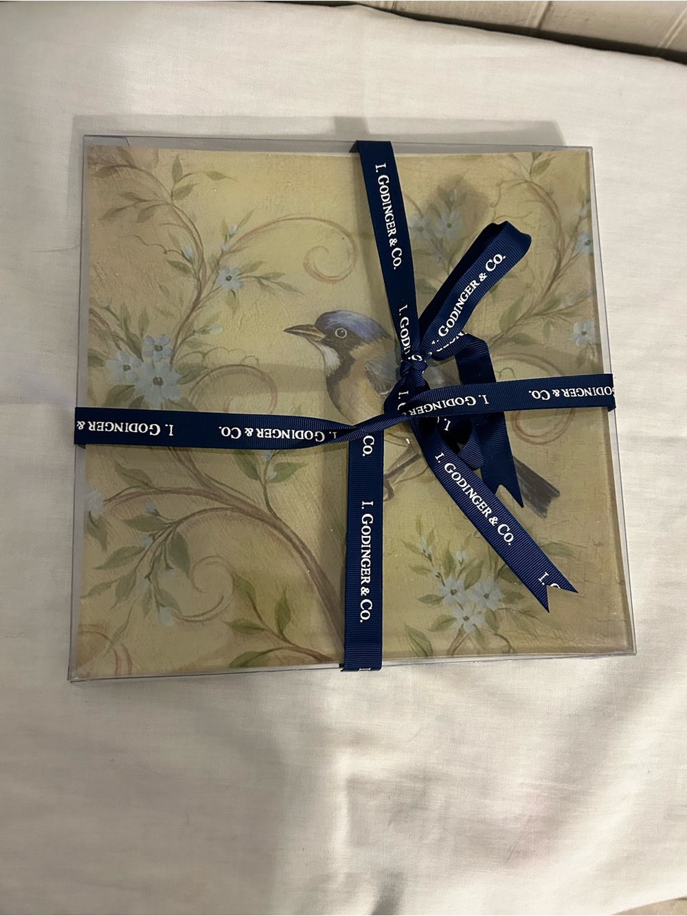 Apropos Home Collection I. Godinger Floral Square Plate/Bird Decor/NIB